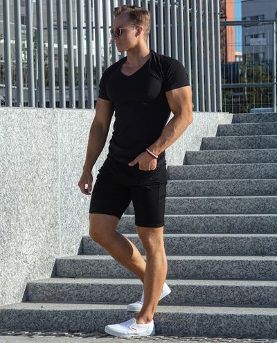 Basic V-Neck T-Shirt Black Jack & Jones