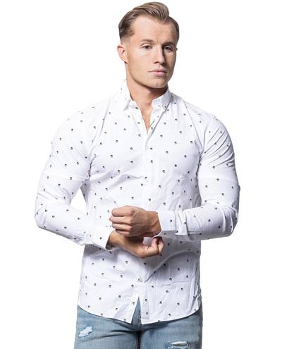 Skull Print Dress Shirt White Only & Sons
