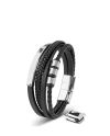 Brave Leather Bracelet Stainless Steel Silver Serasar