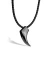 Leather Necklace With Pendant Wolf Black Serasar
