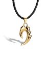 Leather Necklace With Pendant Flame Gold Serasar