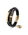 Shine Leather Bracelet Stainless Steel Gold Serasar