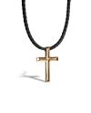 Leather Necklace with Pendant Cross Gold Serasar