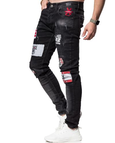 Black Washed Embroided Jeans L32 Jerone
