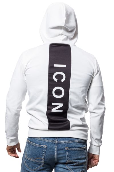 Icon Back Print White Hoodie Jerone