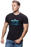 Basic T-Shirt Black Blue Foil