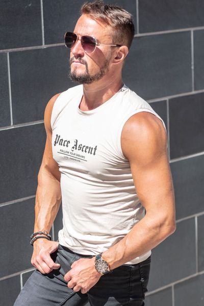 Los Angeles Men's Tank Top Beige Jerone