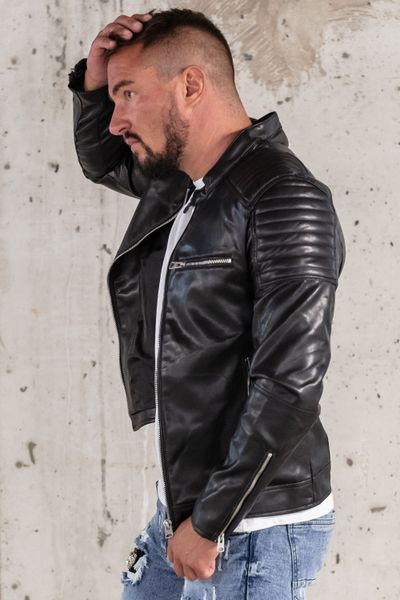 Fuskskinnjacka för män bikerbadding