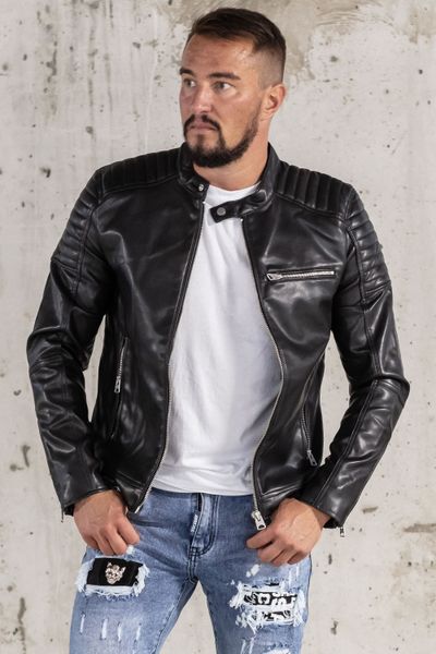 Fuskskinnjacka för män bikerbadding