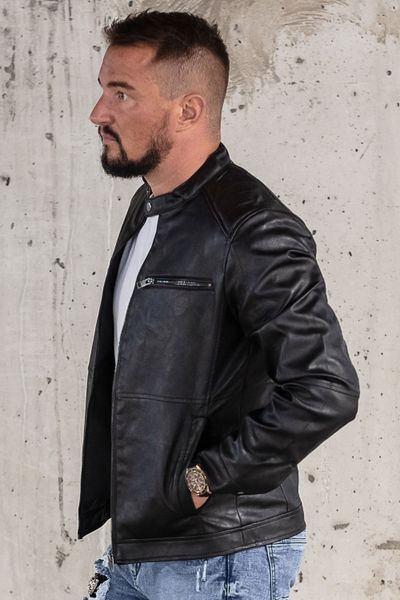herr svart konstläderjacka biker