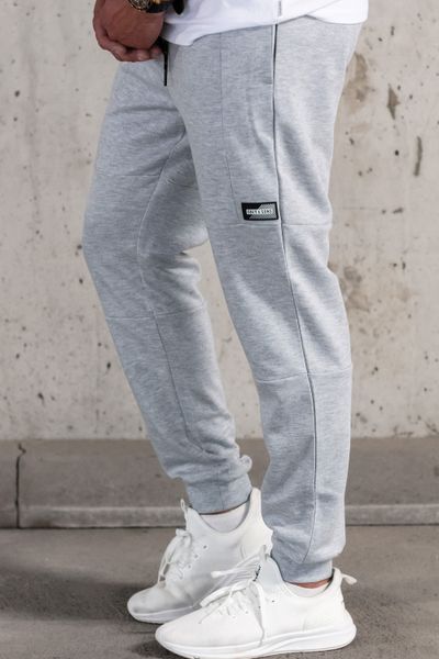 grå sweatpants med dragkedjeförsedda fickor för herrar