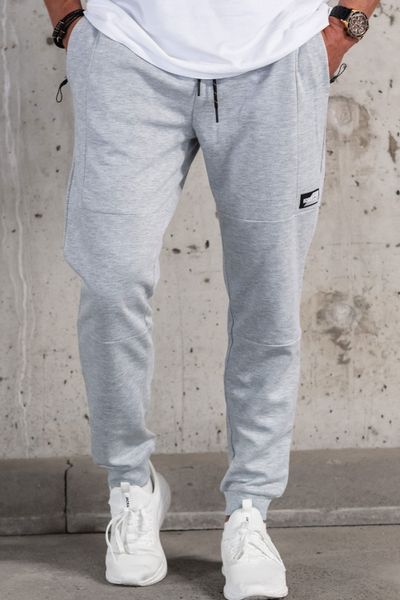 grå sweatpants med dragkedjeförsedda fickor för herrar