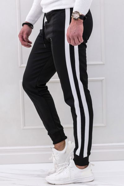 Svarta sweatpants med vita ränder