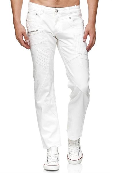 Vita herrjeans med dekorativ broderi