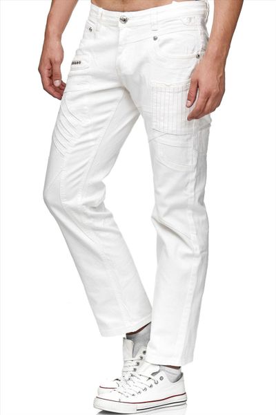 Vita herrjeans med dekorativ broderi