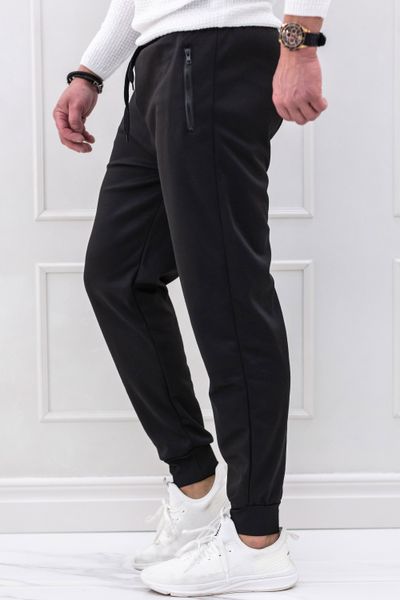 svarta sweatpants med blixtlåsförsedda fickor för män