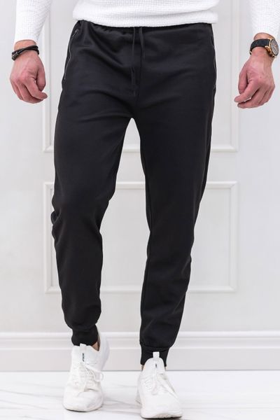 svarta sweatpants med blixtlåsförsedda fickor för män