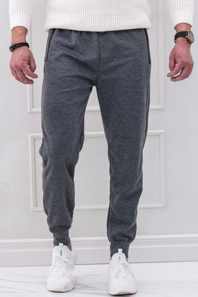 grå sweatpants med blixtlåsförsedda fickor för herrar