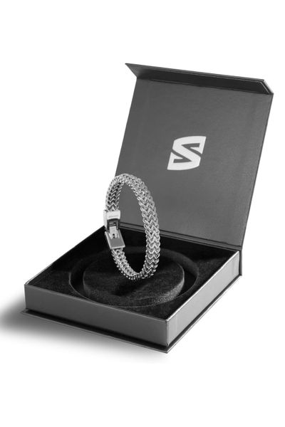Silverflätad armbandskedja för handled stål för män