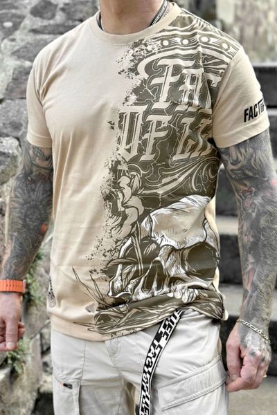 Rock spiritual t-shirt för män med tryck på ryggen