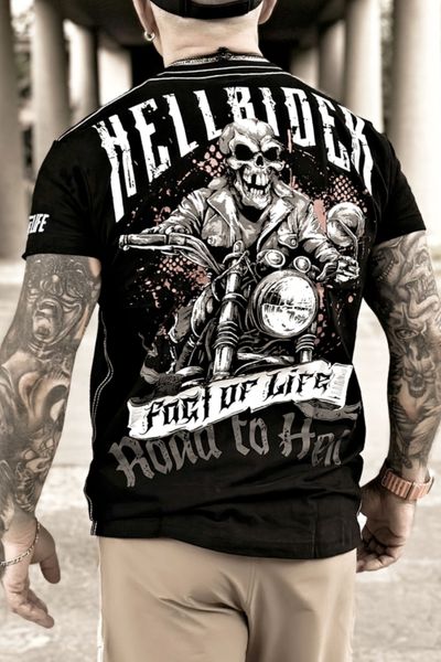 Rock spiritual t-shirt för män med tryck på ryggen