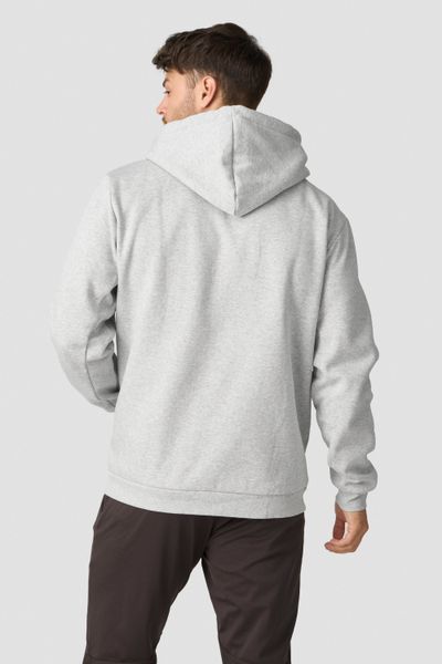 ljusgrå hoodie för herrar med avtagbar känguruficka