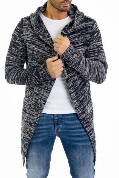 svartvit öppen cardigan för män