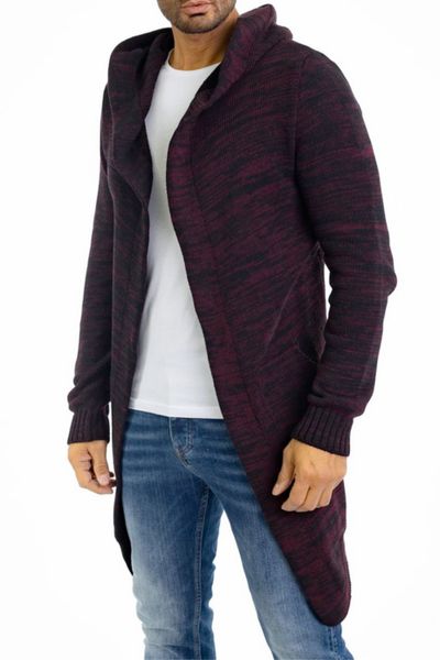 herr vinröd öppen cardigan