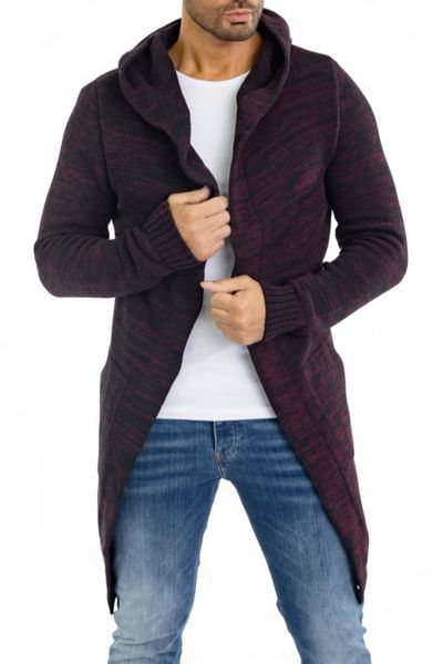 herr vinröd öppen cardigan