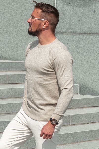 Cashmere touch beige tröja JERONE