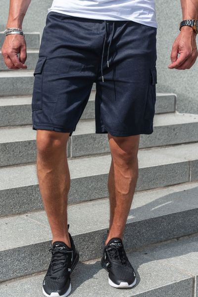 Mörkblå college-shorts för män