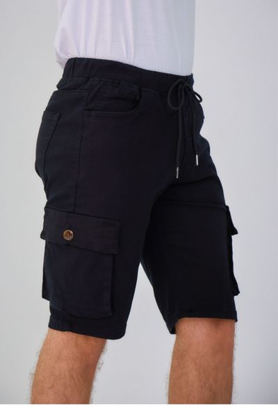 Herrens stretchiga svarta cargoshorts JERONE
