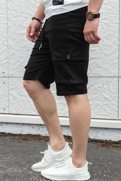 Herrens stretchiga svarta cargoshorts JERONE