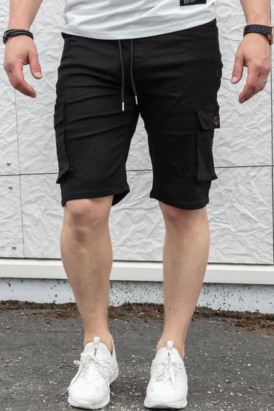 Herrens stretchiga svarta cargoshorts JERONE