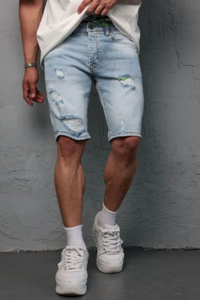 Ljusblå jeansshorts JERONE