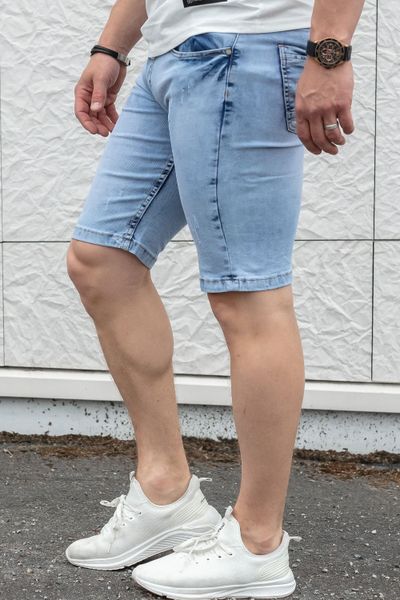 Ljusblå jeansshorts med dekorativt band JERONE