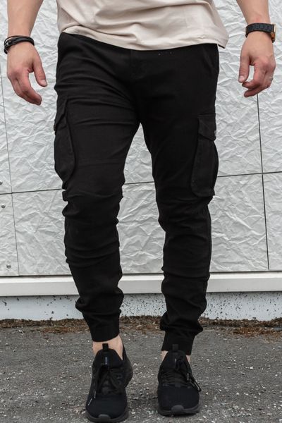 Svarta stretchiga cargobyxor för män JERONE