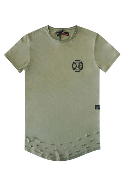 Grön längre t-shirt med ryggtryck RUSTY NEAL