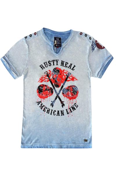 Blå T-shirt med folie Rusty Neal Blå T-shirt med folie Rusty Neal