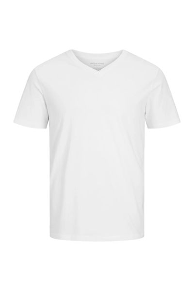 Vit bomulls-T-shirt med V-ringning, vit Jack&Jones Vit bomulls-T-shirt med V-ringning, vit Jack&Jones