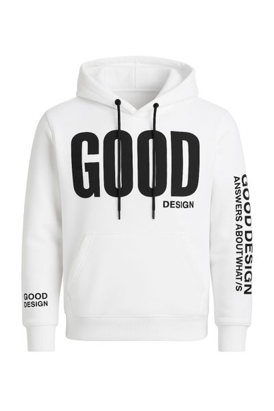 Vit texttryckt hoodie JERONE