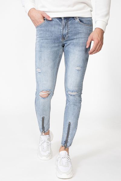 Blå jeans med dragkedja L32 FRIVILIN