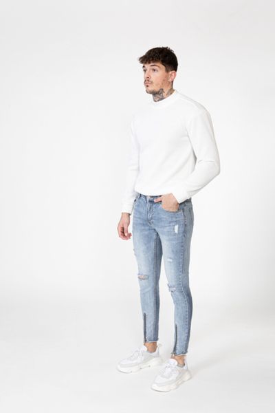 Blå jeans med dragkedja L32 FRIVILIN