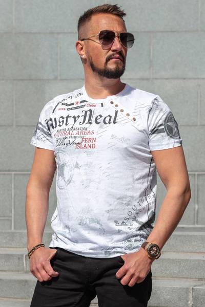 Vit tryckt t-shirt RUSTY NEAL