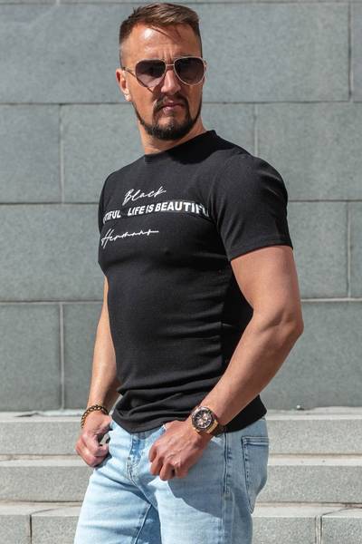 Rick strukturerad svart t-shirt JERONE