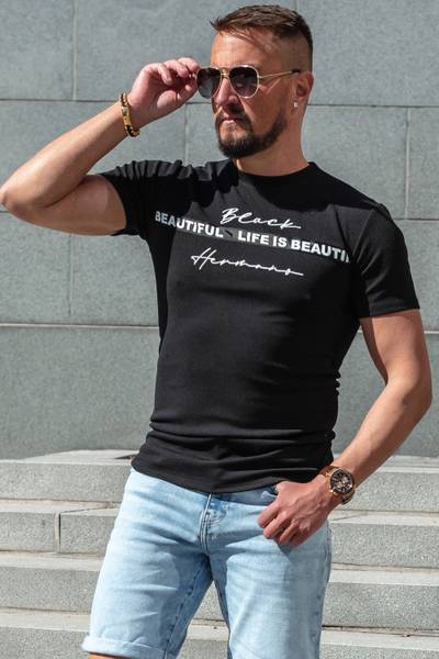 Rick strukturerad svart t-shirt JERONE