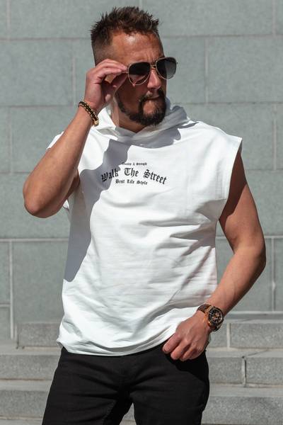 Street vit ärmlös med huva JERONE