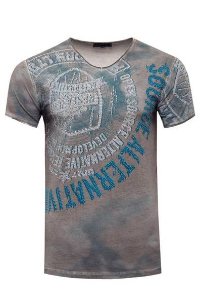 Grå t-shirt med strass och tryck RUSTY NEAL