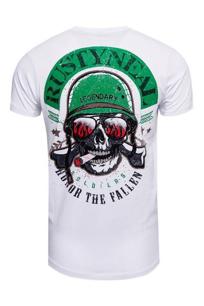 Vit T-shirt med ryggtryck Rusty Neal