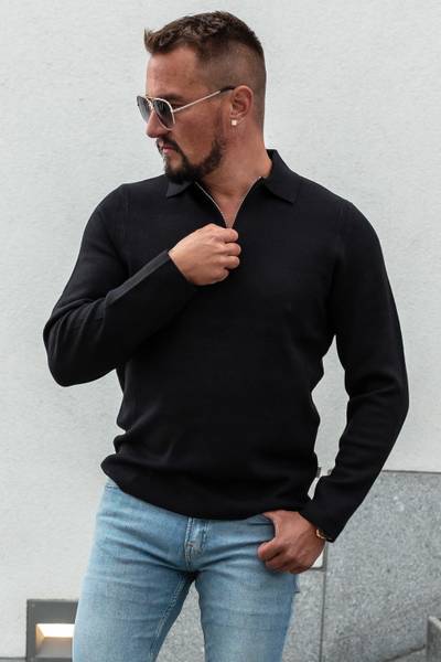 Cooper tröja med halv dragkedja svart ONLY&SONS